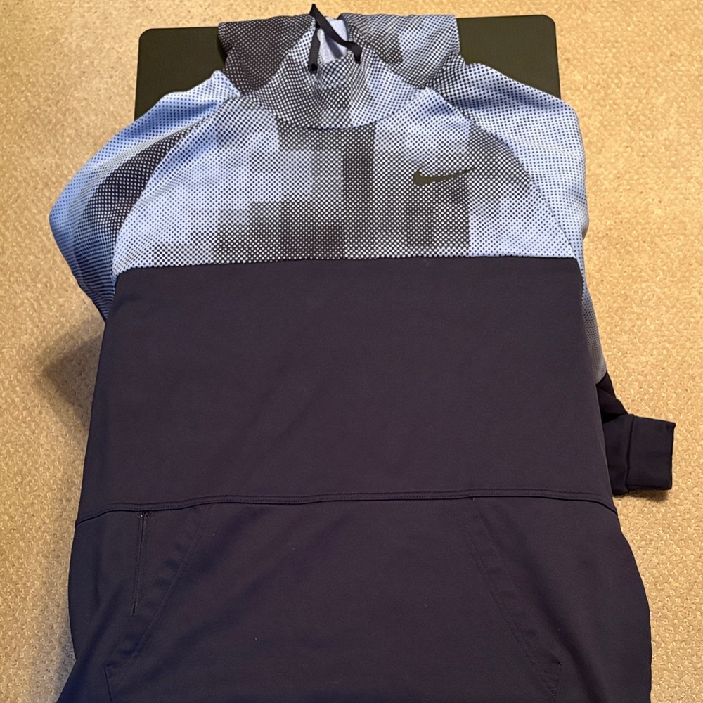 Men’s Nike Navy and Light Blue Hoodie - Size XXL